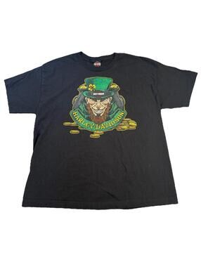 Harley-Davidson Leprechaun T Shirt Mens XL Gold Motorcycle Black 2022 Biker